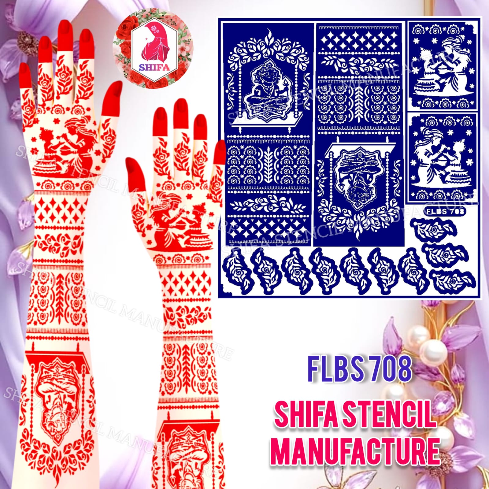 FLBS 708 Little Krishna Baby Shower Design Sticker overview Henna Stencil - Shifa Stencil